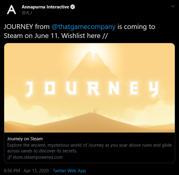 Твит Annapurna Interactive