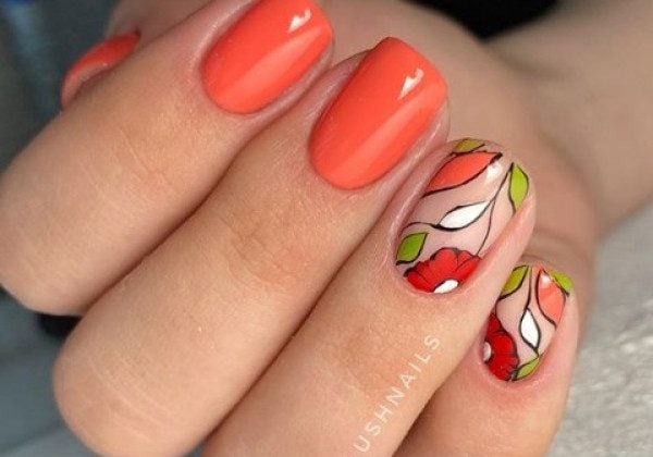 Манікюр весна 2020 новинки – кораловий манікюр і павутинка на нігтях - фото
