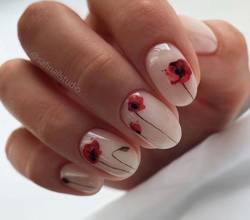 3D Наклейки на Ногти Красные Маки – Топ цветок для ногтей 138