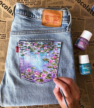 Джинсы с росписью 2020