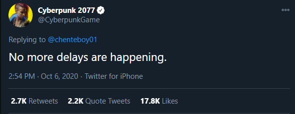 Cyberpunk 2077 / Twitter-аккаунт игры