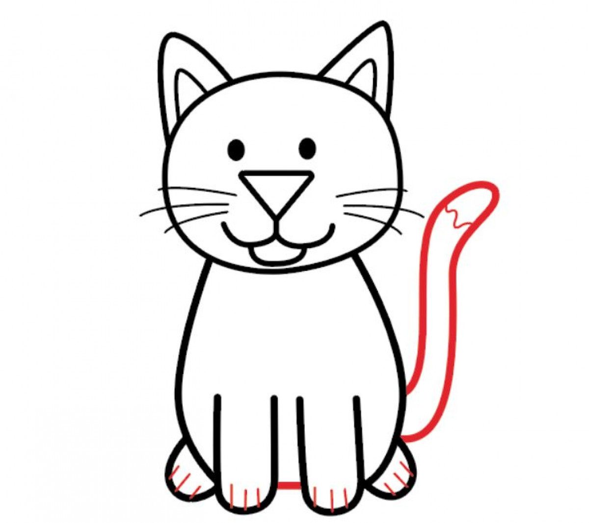 Кошка легкий рисунок для детей цветной