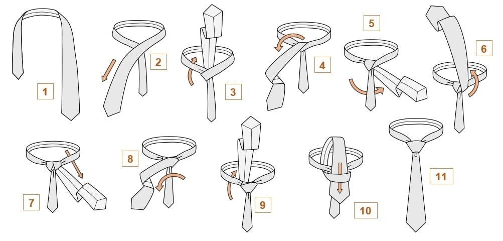 15 способов как завязать галстук с пошаговой инструкцией