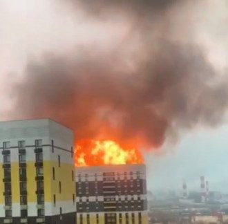 Мощный пожар в Москве / скриншот из видео Мощный пожар в Москве / скриншот из видео