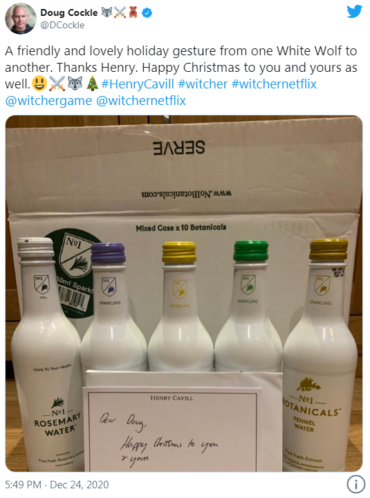 Телевизионный Геральт из Ривии отправил рождественский подарок актеру озвучивания Геральта в игре