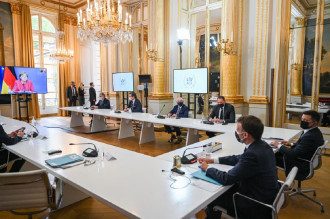 Зеленский_Макрон_Меркель_переговоры в Париже