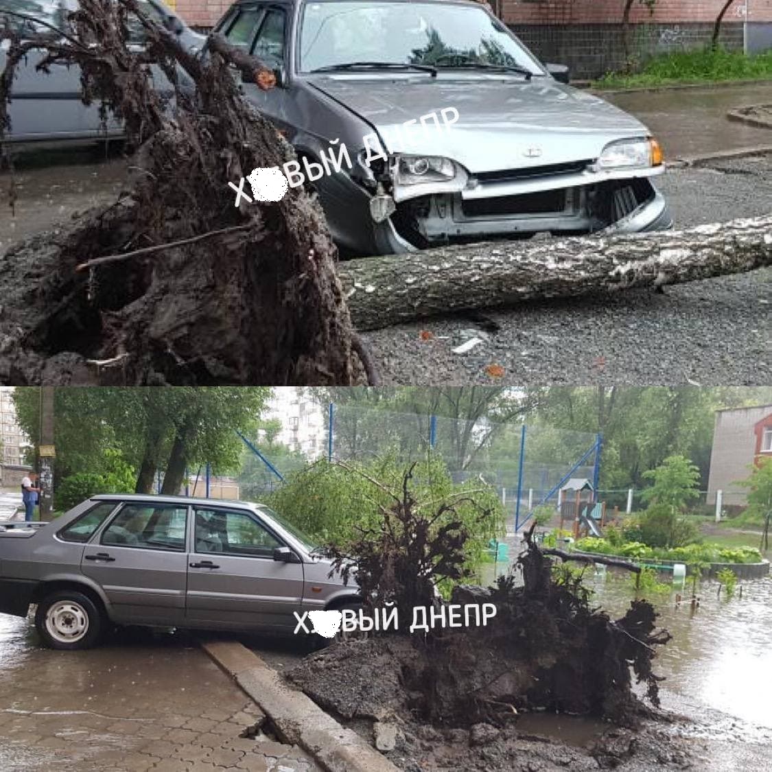 Мощный ливень затопил улицы Днепра