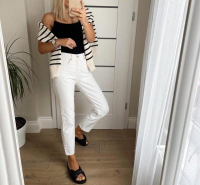 У моді трохи романтичні білі джинси, які ідеально пасують для літа - фото