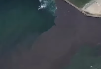В Одессе в море появилось огромное грязевое пятно
