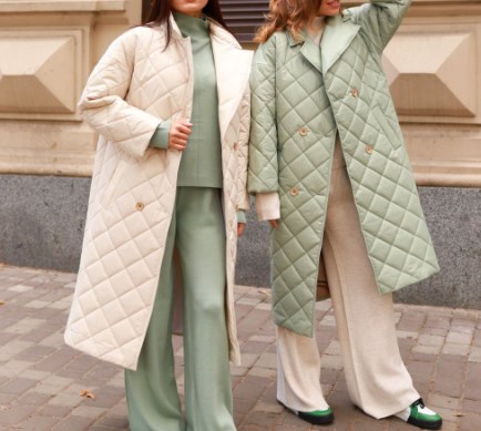 Модные стеганые пальто зима 2022