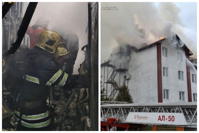 Под Киевом загорелся гостиничный комплекс с людьми