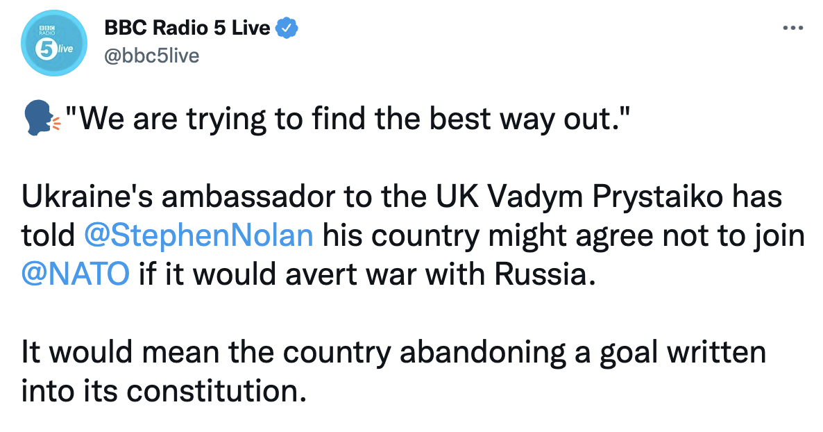 Посол України Пристайко допустив відмову Києва від вступу до НАТО Посол України Пристайко допустив відмову Києва від вступу до НАТО