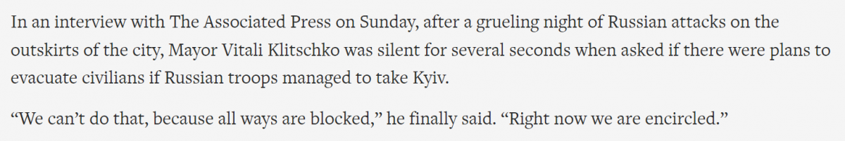 Евакуації з Києва немає: Кличко пояснив ситуацію