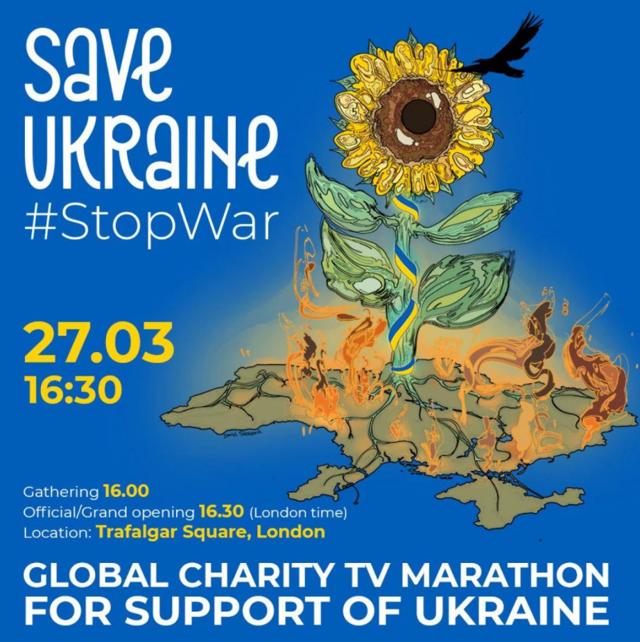 На площах понад 15 міст світу відбудеться трансляція благодійного телемарафону на підтримку України Save Ukraine – #StopWar На площах понад 15 міст світу відбудеться трансляція благодійного телемарафону на підтримку України Save Ukraine – #StopWar