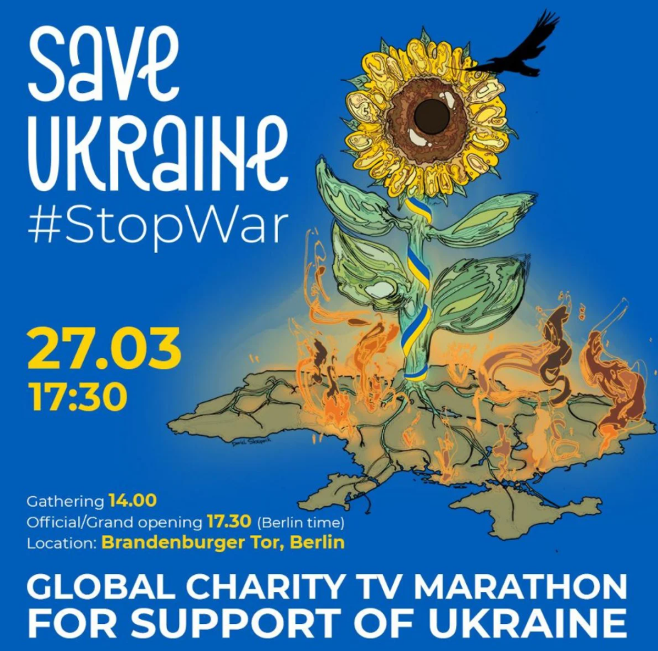 На площах понад 15 міст світу відбудеться трансляція благодійного телемарафону на підтримку України Save Ukraine – #StopWar На площах понад 15 міст світу відбудеться трансляція благодійного телемарафону на підтримку України Save Ukraine – #StopWar