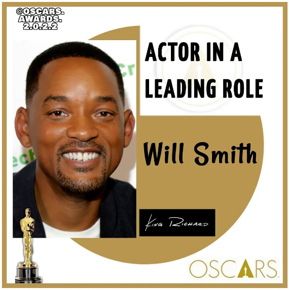 Найкраща чоловіча роль: Вілл Сміт – Король Річард Найкраща чоловіча роль: Вілл Сміт – Король Річард