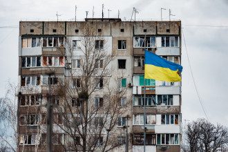 война, Бородянка, флаг Украины
