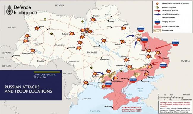Найважча ситуація - на Сході: Міноборони Британії зробило карту бойових дій в Україні