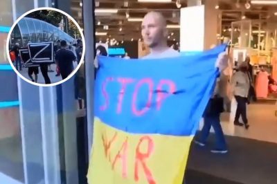 В Испании напали на украинца, который вышел с флагом Украины с надписью 'Stop war'