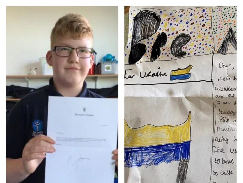 "Сподіваюся, Україна переможе Росію": 12-річний британець написав Зеленському і отримав відповідь