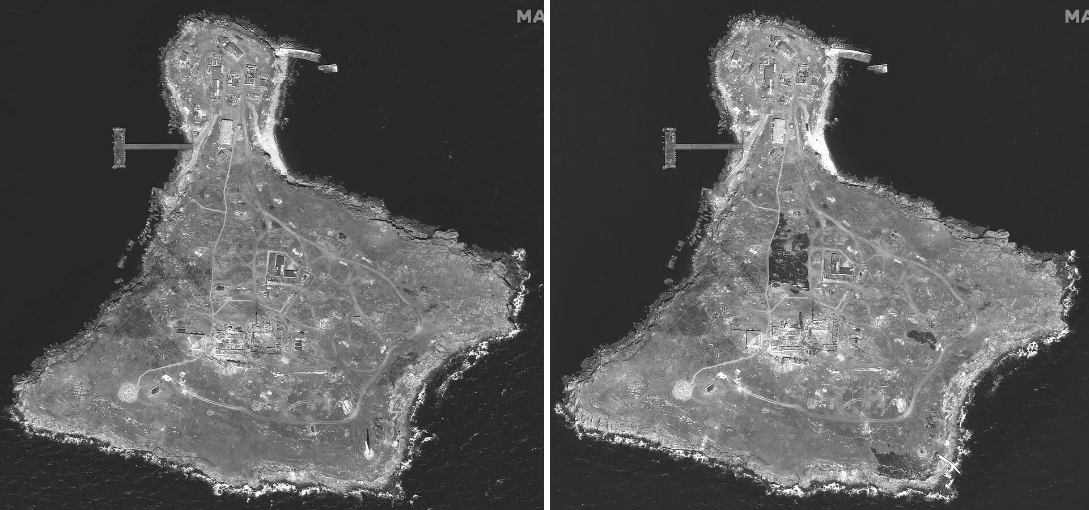 Удар ЗСУ по військах Росії на Зміїному: на картах Maxar показали три загоряння на острові