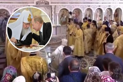 Патриарх Кирилл упал во время освящения храма – его не успели поймать
