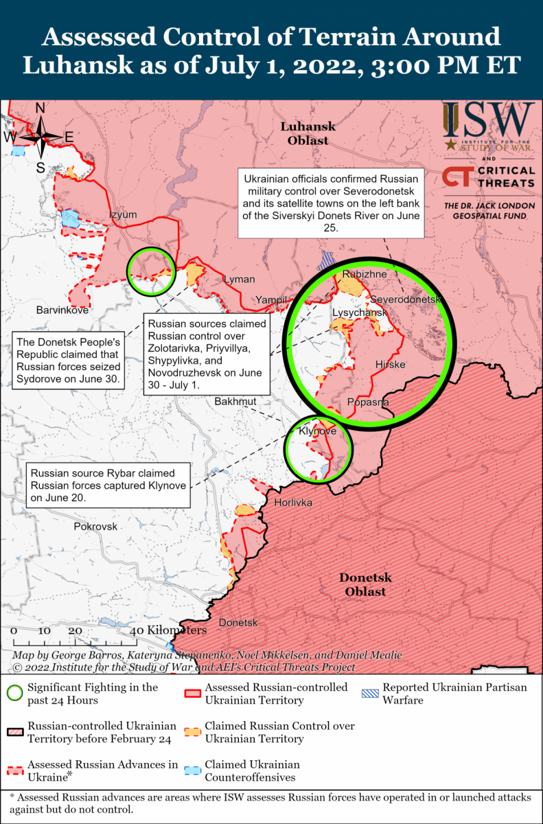 У США попередили: окупанти готують оточення Лисичанська, прориваються з південного флангу