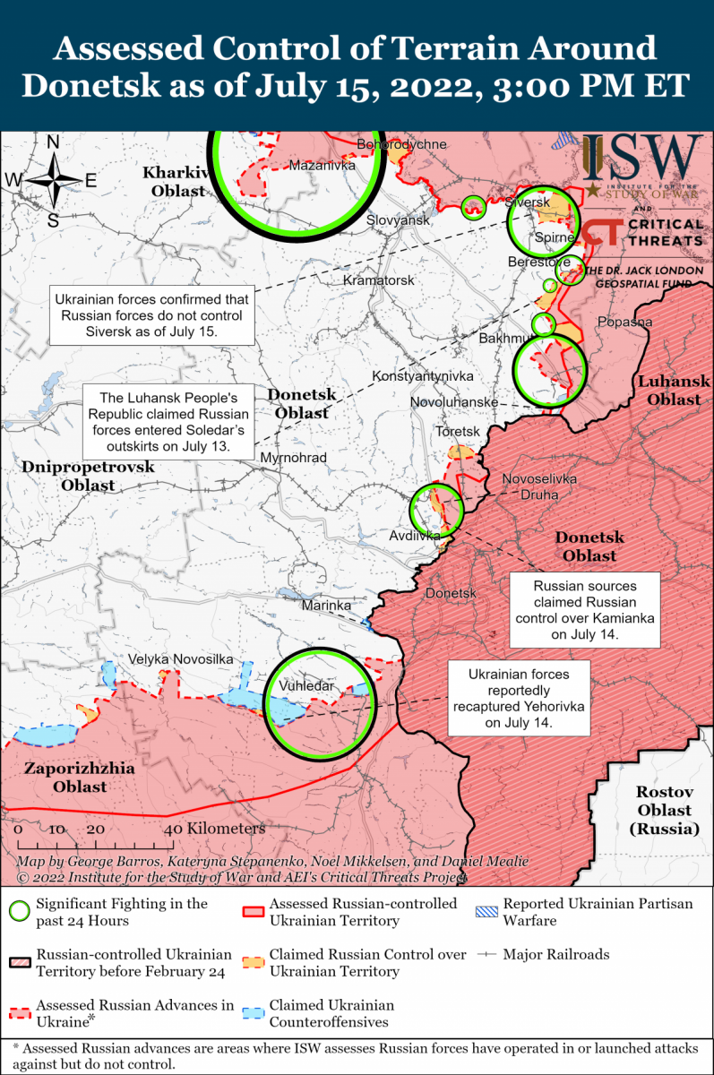 Карта боевых действий вокруг Донецка 