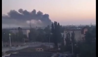 Потужна пожежа на Херсонщині: спалахнув ще один склад окупантів РФ Потужна пожежа на Херсонщині: спалахнув ще один склад окупантів РФ