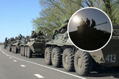 Российские военные, колонна российской техники
