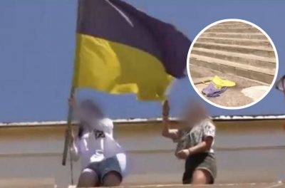 В Харьковской области школьница сорвала с дома культуры и выбросила флаг Украины