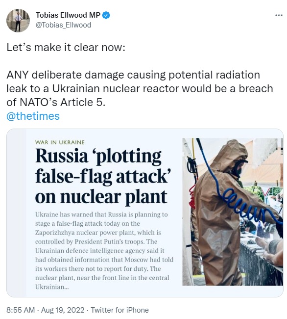 Катастрофа на ЗАЭС будет расценена как нападение на НАТО: Британия и США пригрозили РФ