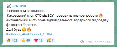 Удар по Антоновскому мосту