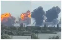 З’явилося відео моменту потужних вибухів на аеродромі в Криму