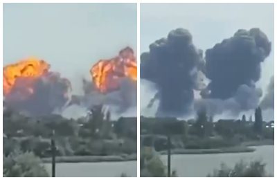 Появилось видео момента мощных взрывов на аэродроме в Крыму