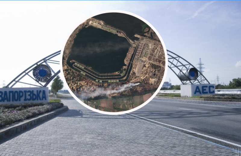 В районе Запорожской АЭС вспыхнул пожар,  виден столб дыма - фото со спутника