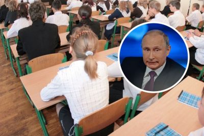 Окупанти змушують школярів у Мелітополі фотографуватися з "Путіним"