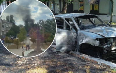 В Бердянске взорвали автомобиль местного гауляйтера, началась стрельба