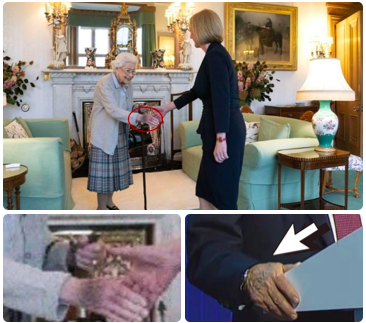 Руки Елизаветы II и Путина