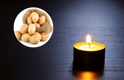 Как сделать свечу, которая будет гореть целый день: простой фокус с картофелиной