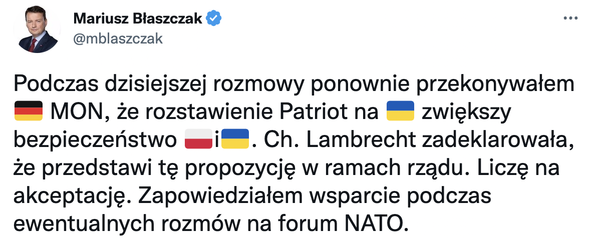 Міноборони Німеччини представить уряду пропозицію про розміщення систем Patriot в Україні
