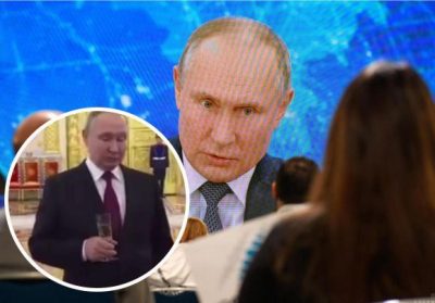 Месть за Крымский мост: Путин подшофе с бокалом в руке назвал причину преступных обстрелов Украины