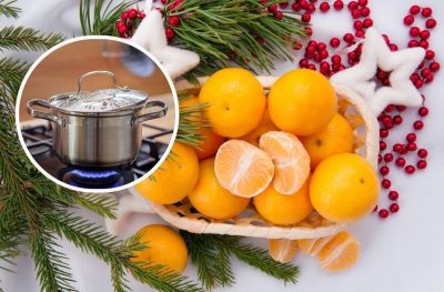 Мандарины, кастрюля