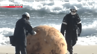 В Японии ищут хозяина яйца дракона: огромный шар выбросило на берег