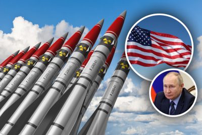 Ядерное оружие, Владимир Путин, флаг США Ядерное оружие, Владимир Путин, флаг США