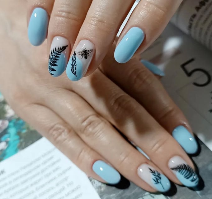 Гарний блакитний манікюр 2023 Гарний блакитний манікюр 2023