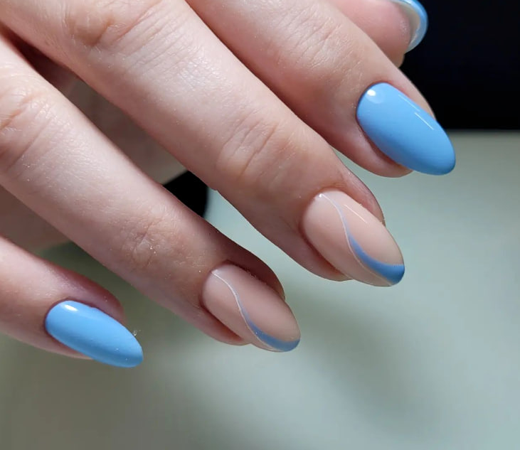 Гарний блакитний манікюр 2023 Гарний блакитний манікюр 2023