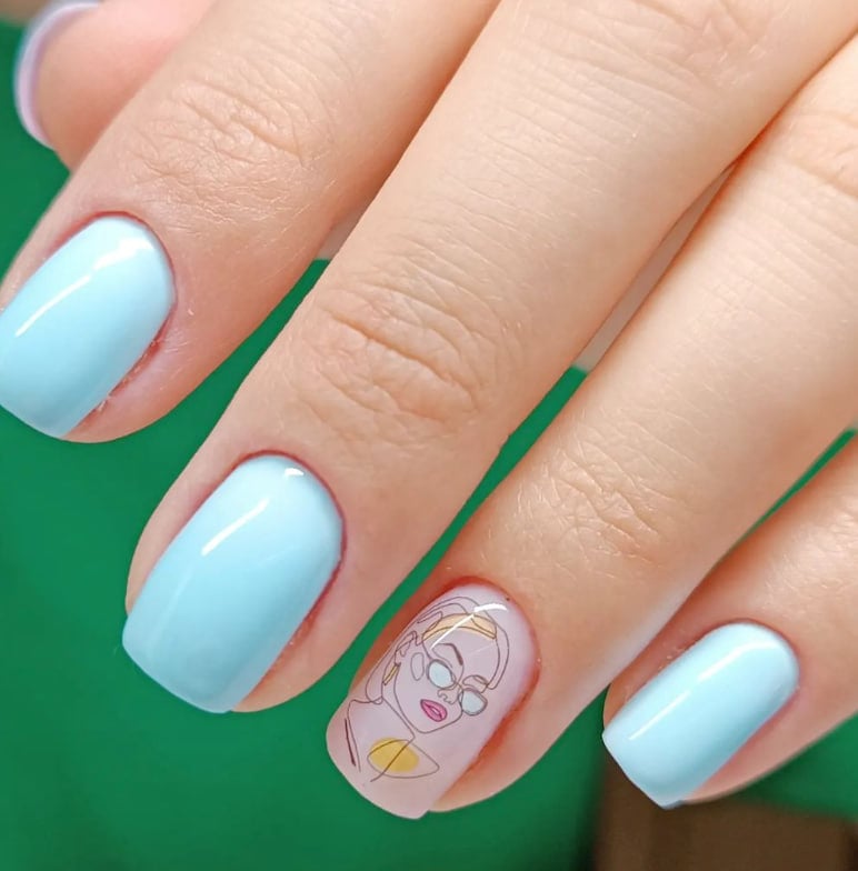 Гарний блакитний манікюр 2023 Гарний блакитний манікюр 2023