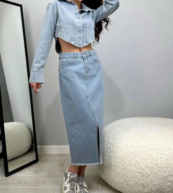 Модна джинсова спідниця 2023 Модна джинсова спідниця 2023