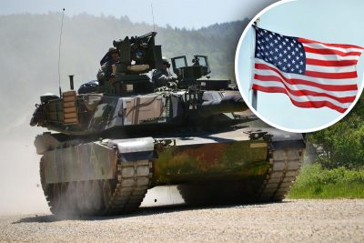 Танк Abrams, прапор США Танк Abrams, прапор США